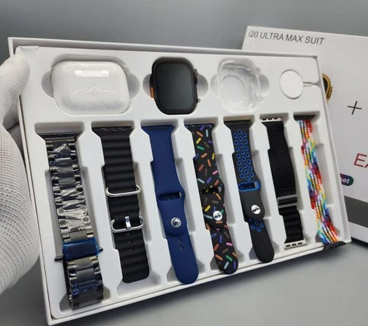 i20 Ultra Max 10-in-1 Smart Watch Bundle